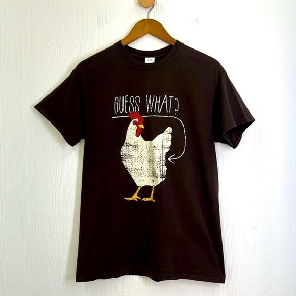 Gildan - What’s Up Chicken Funny Graphic Brown Short Sleeve T Shirt Size Medium - Picture 6 of 8